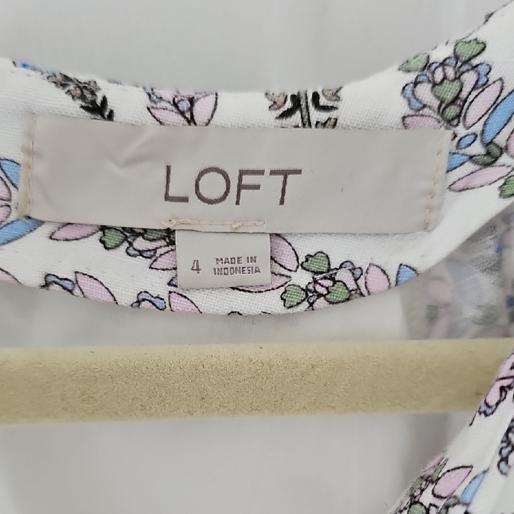 LOFT Paisley Print Mini Dress - Purple, Blue, Pink - Picture 2 of 9